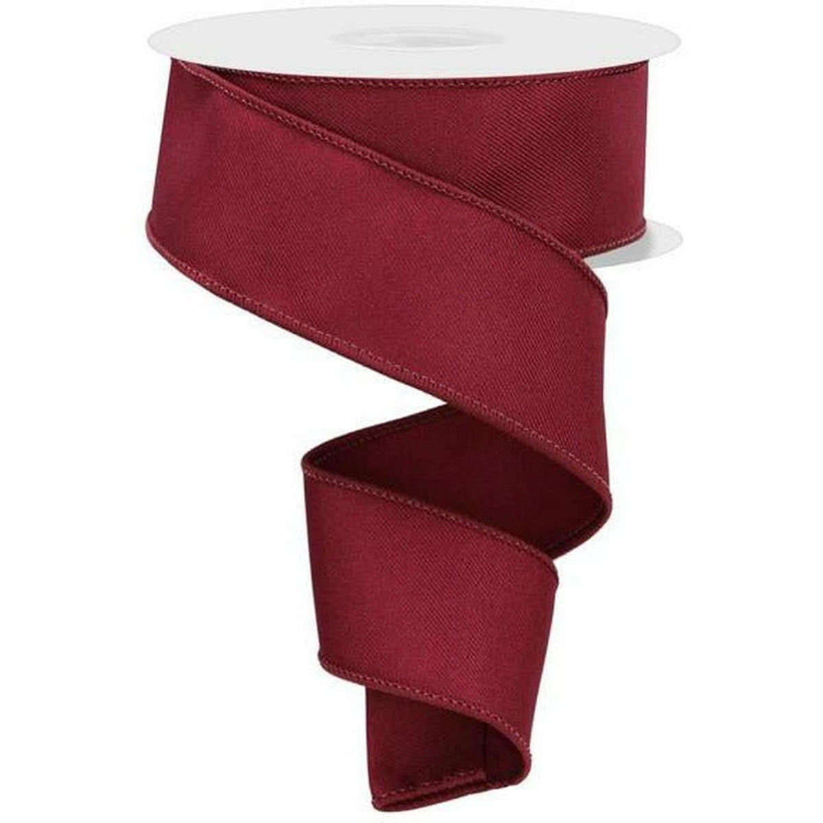 1.5" Diagonal Weave Fabric Ribbon: Wine (10 Yards)