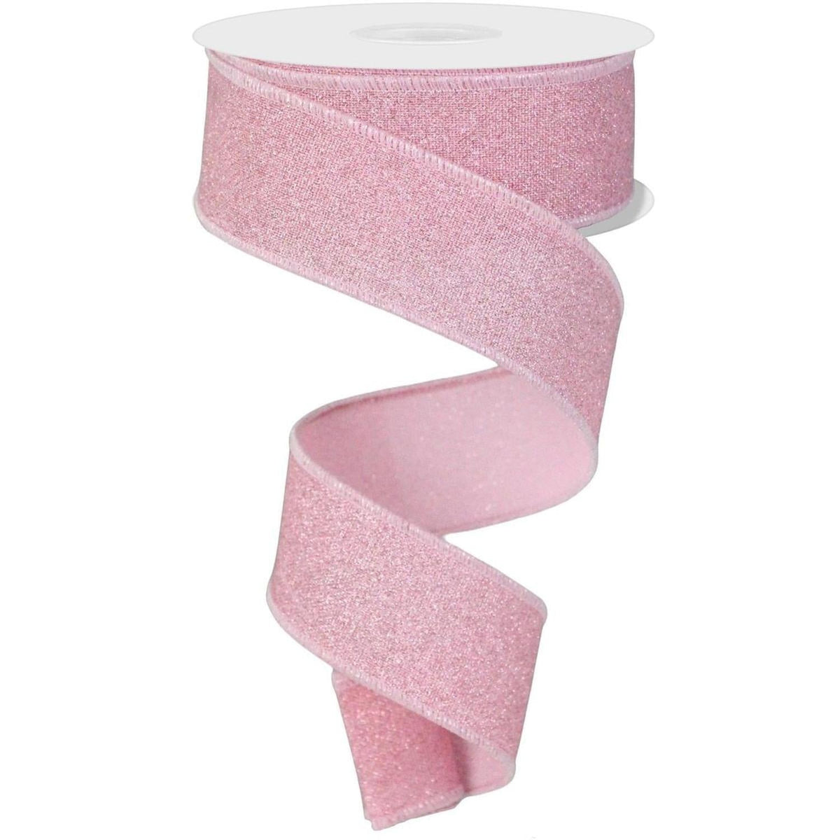 1.5" Fine Glitter On Faux Royal: Light Pink (10 Yards)