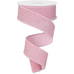 1.5" Fine Glitter On Faux Royal: Light Pink (10 Yards)