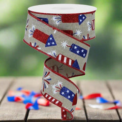 1.5" Firecrackers Ribbon: Natural (10 Yards)