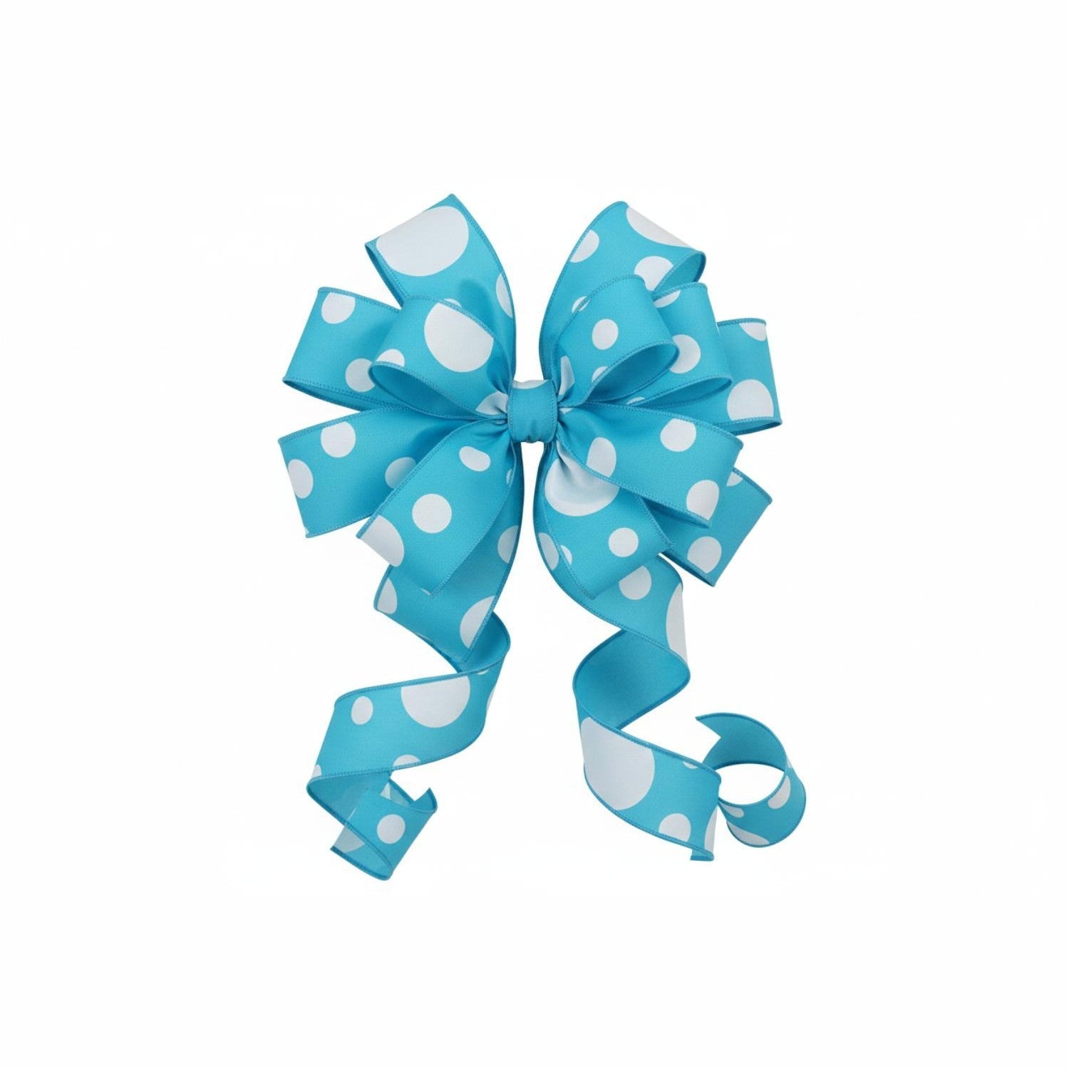 1.5" Giant Three Size Polka Dot Ribbon: Turquoise & White (10 Yards)