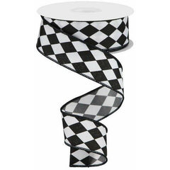1.5" Harlequin Ribbon: Black (10 Yards)