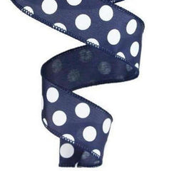 1.5" Large Polka Dot Ribbon: Navy Blue (10 Yards)