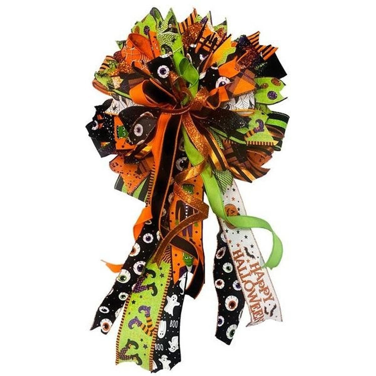 1.5" Lime Green Ribbon with Multi Glitter Dots