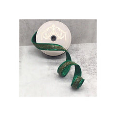 1" Metallic Dupion Duchess Jewel Ribbon: Emerald (5 Yards)