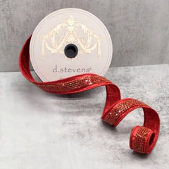 1" Metallic Dupion Duchess Jewel Ribbon: Red (5 Yards)