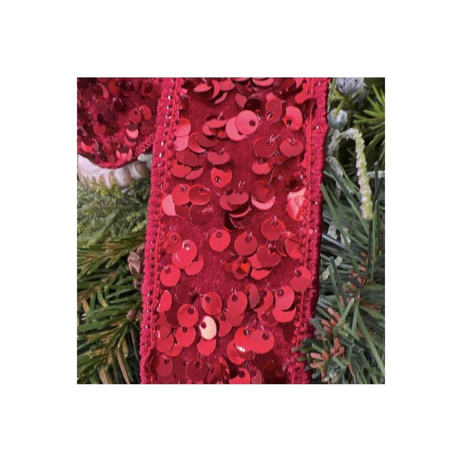 1.5" Metallic Sequin Ribbon: Red (10 Yards)