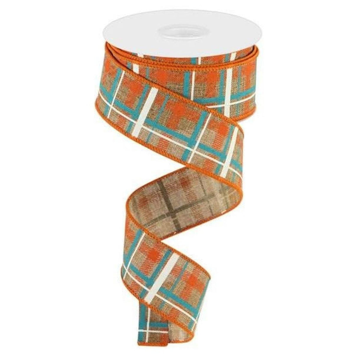 1.5" Printed Plaid on Royal: Tan (10 Yards)