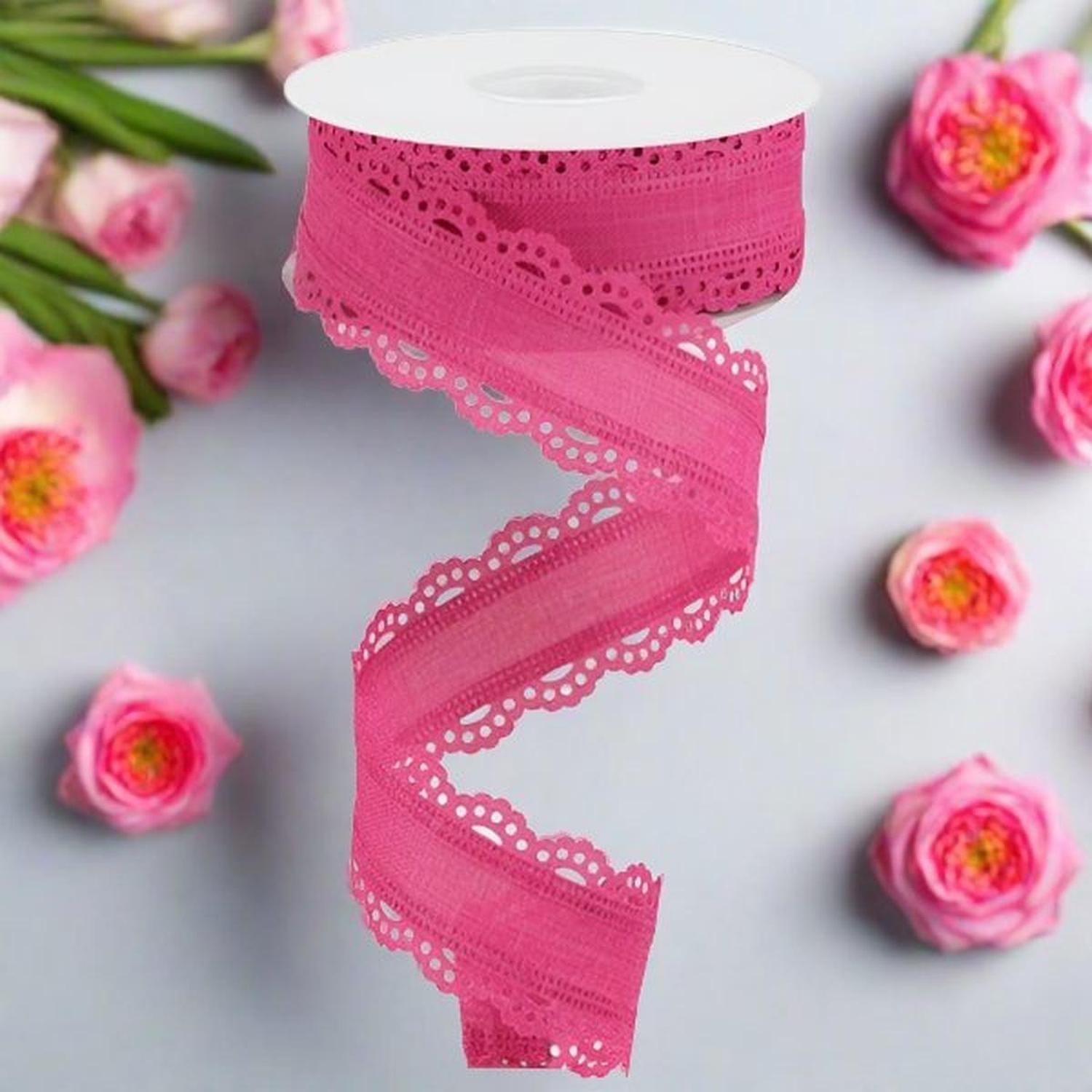 1.5" Scalloped Edge Ribbon: Fuchsia (10 Yard)