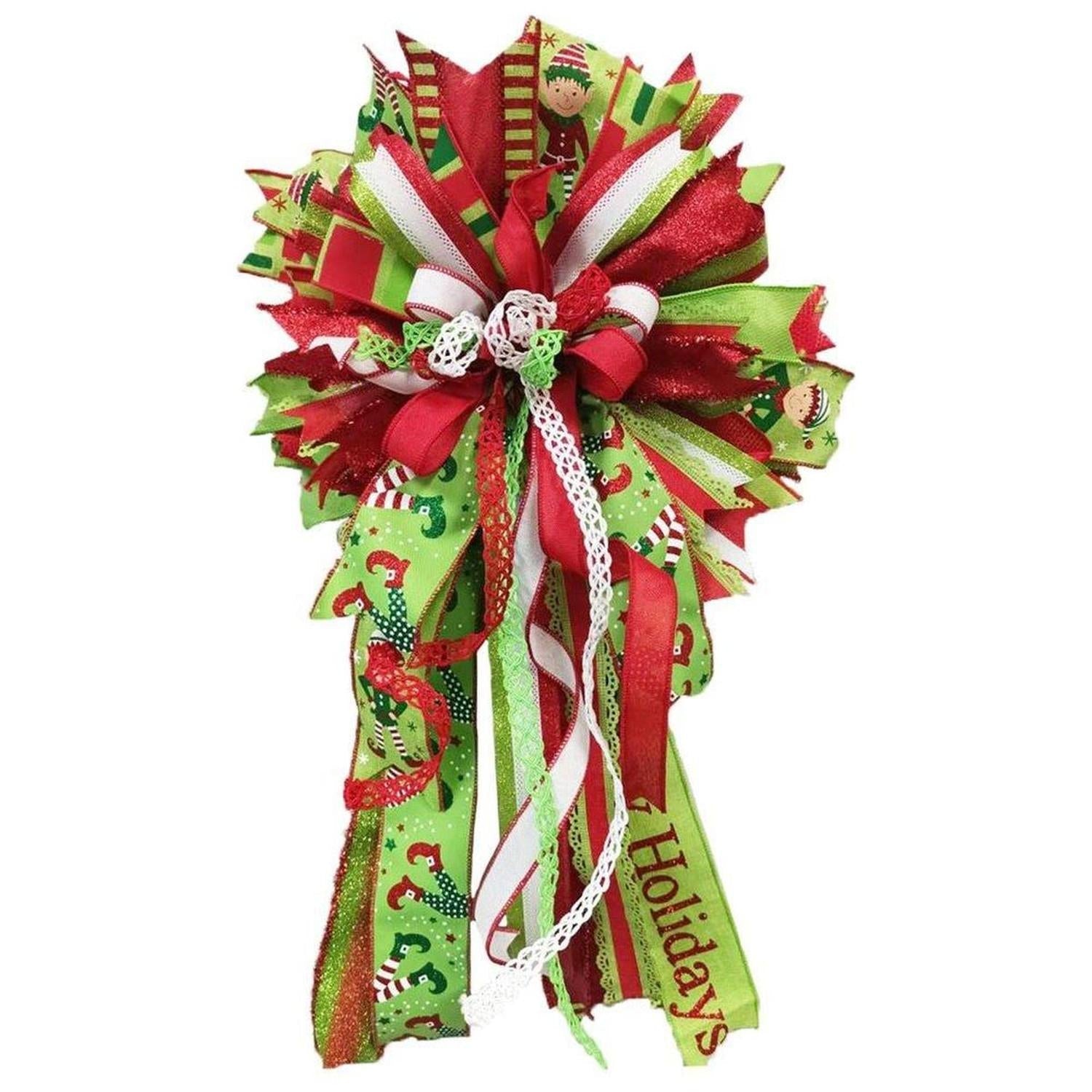 1.5" Scalloped Edge Ribbon: Red/Lime Green (10 Yards)