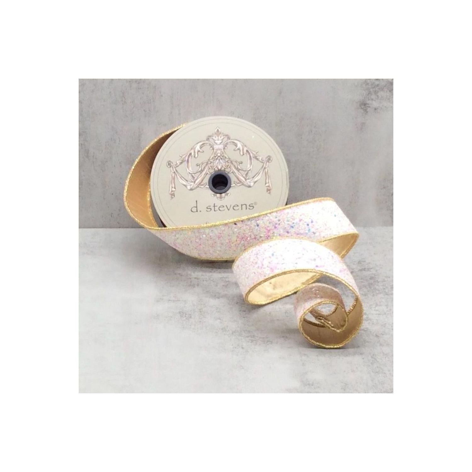 1.5" Sugar Plum Glitter Ribbon: Icy Iridescent (10 Yards)