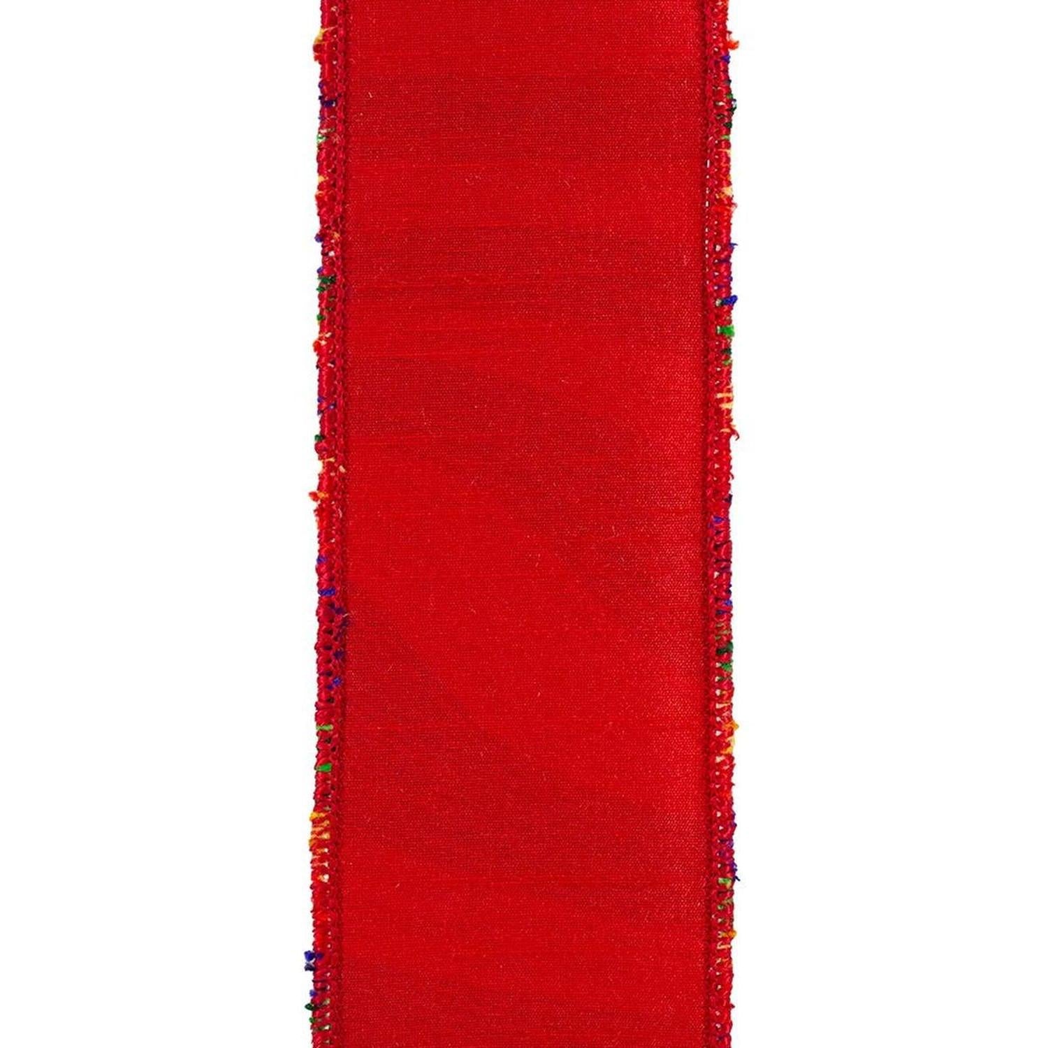 1.5" Waves Embroidery Dupioni Backed Ribbon: Rainbow (5 Yards)