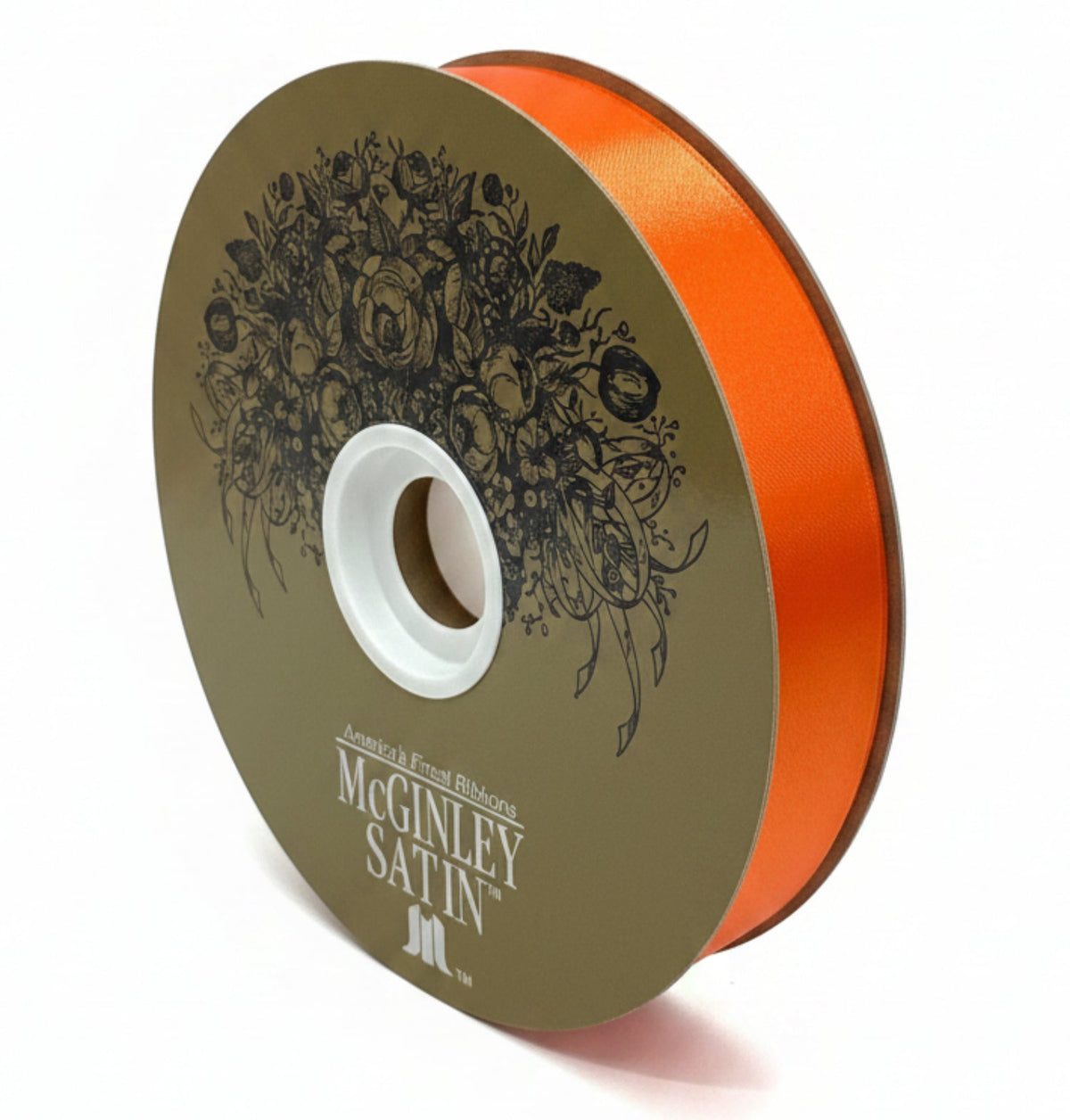 #5 McGinley Satin Acetate Ribbon Non Wired: Orange (100 Yards)