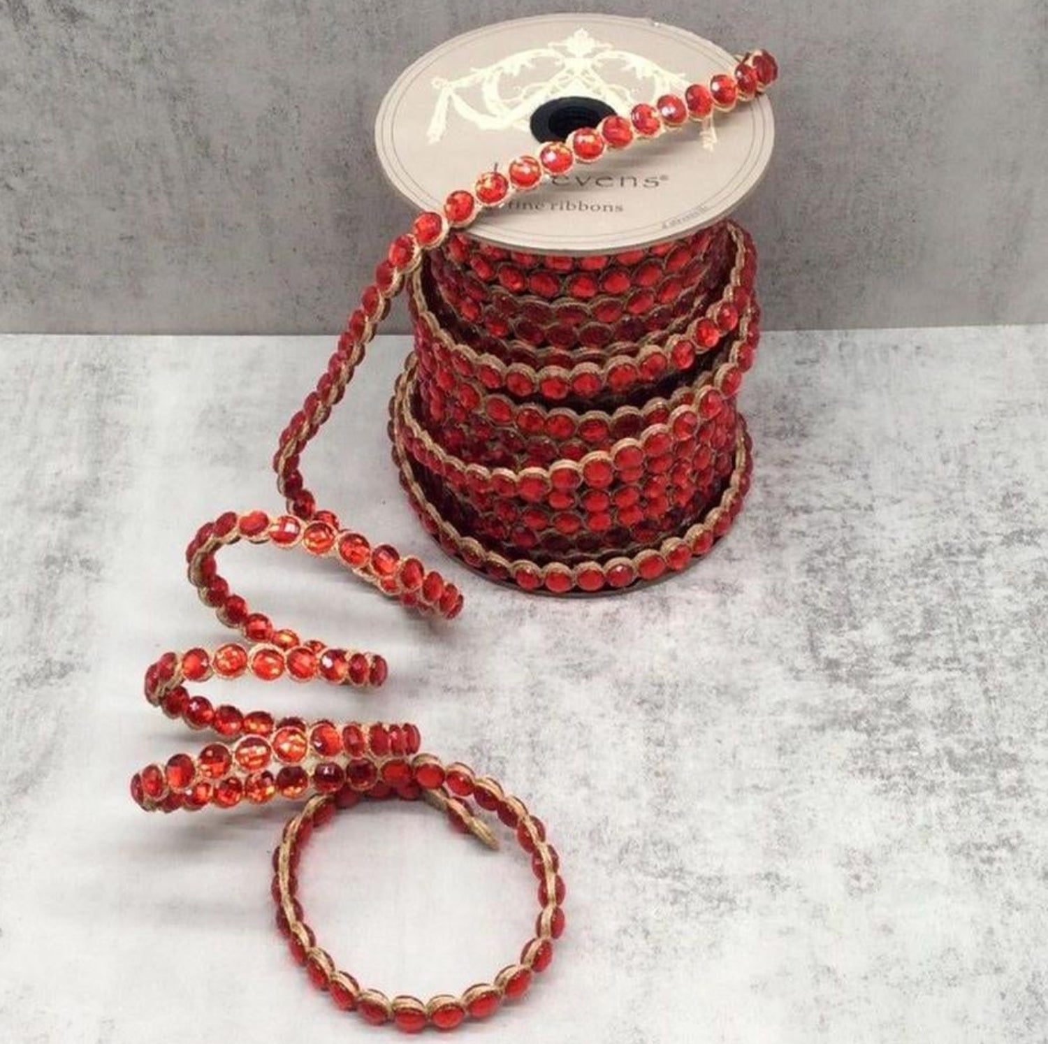 .5" Crown Jewel Garland Ribbon: Red (10 Yards)