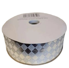 1 1/2 inch Diamond Pattern Dust Ribbon: Silver (Yard)