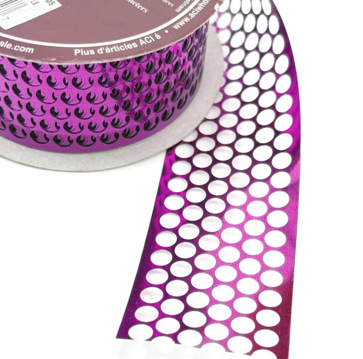 1 5/8in Metallic Honeycomb Ribbon: Purple (25 Yards)