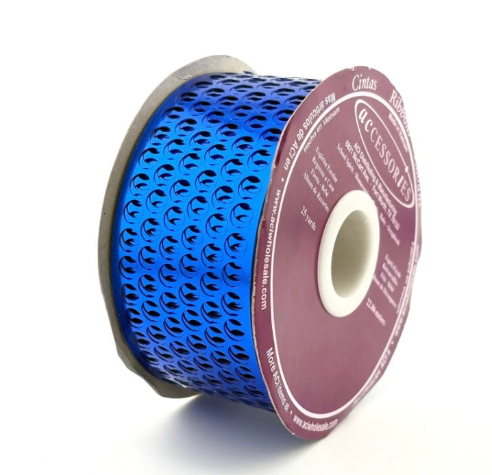 1 5/8in Metallic Honeycomb Ribbon: Royal (25 Yards)