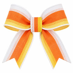 1.5" Tricolor Striped Ribbon: Orange/White, Yellow (10 Yards)