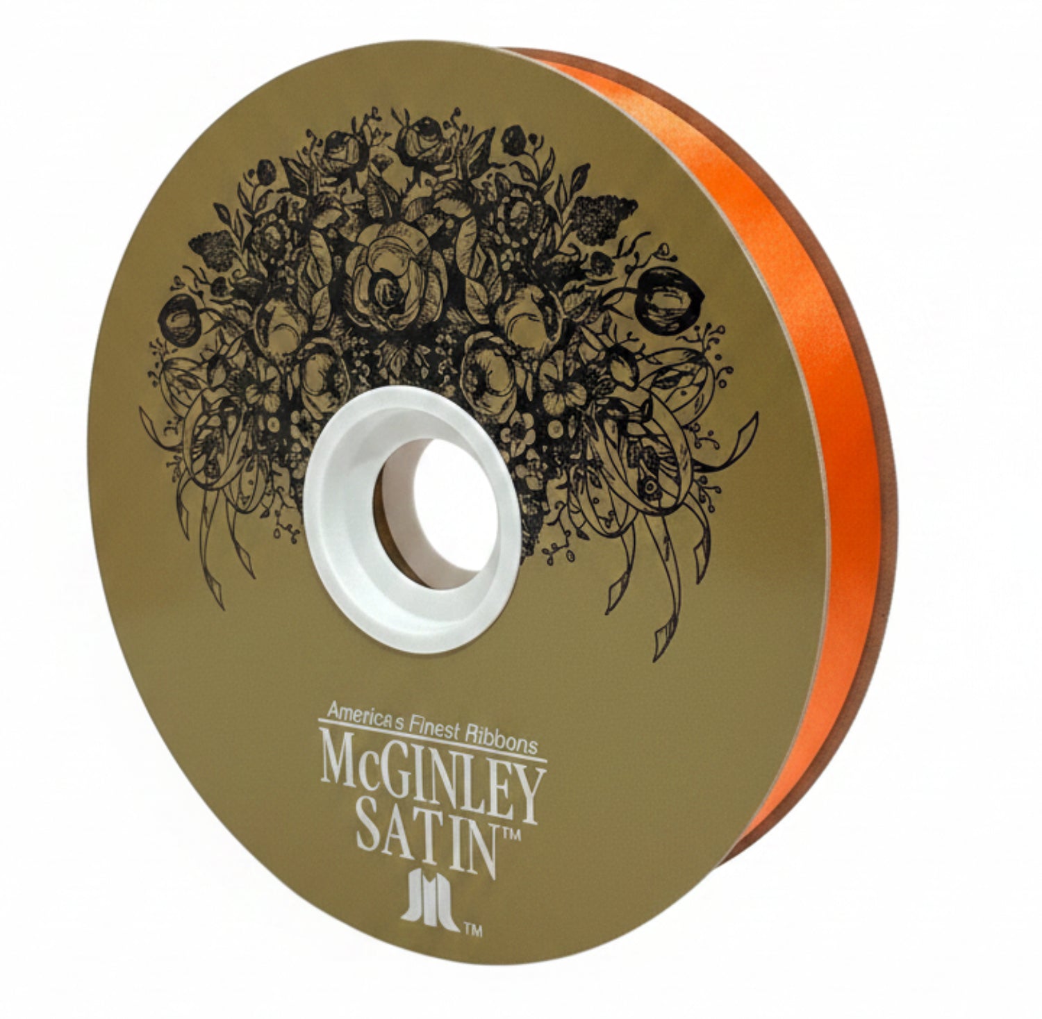 #5 McGinley Satin Acetate Ribbon Non Wired: Orange (100 Yards)
