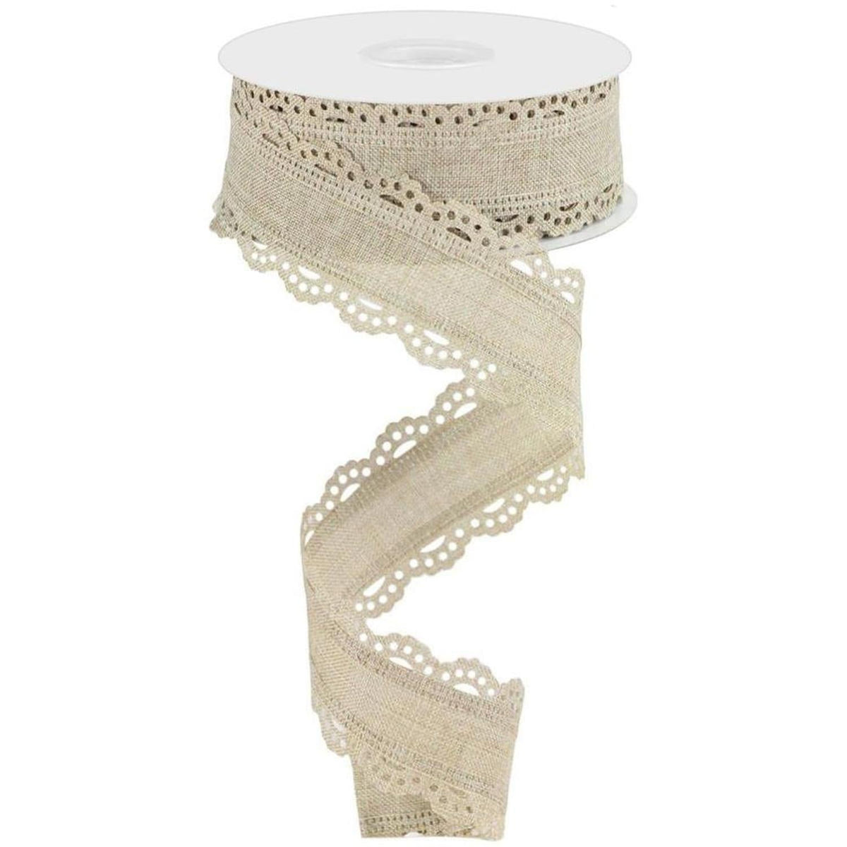 1.5" Scalloped Edge Ribbon: Buff (10 Yard)