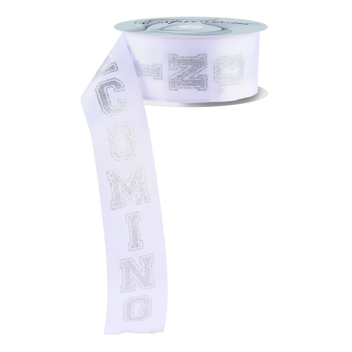 1.5" Homecoming Ribbon: White/Silver (100 Feet)