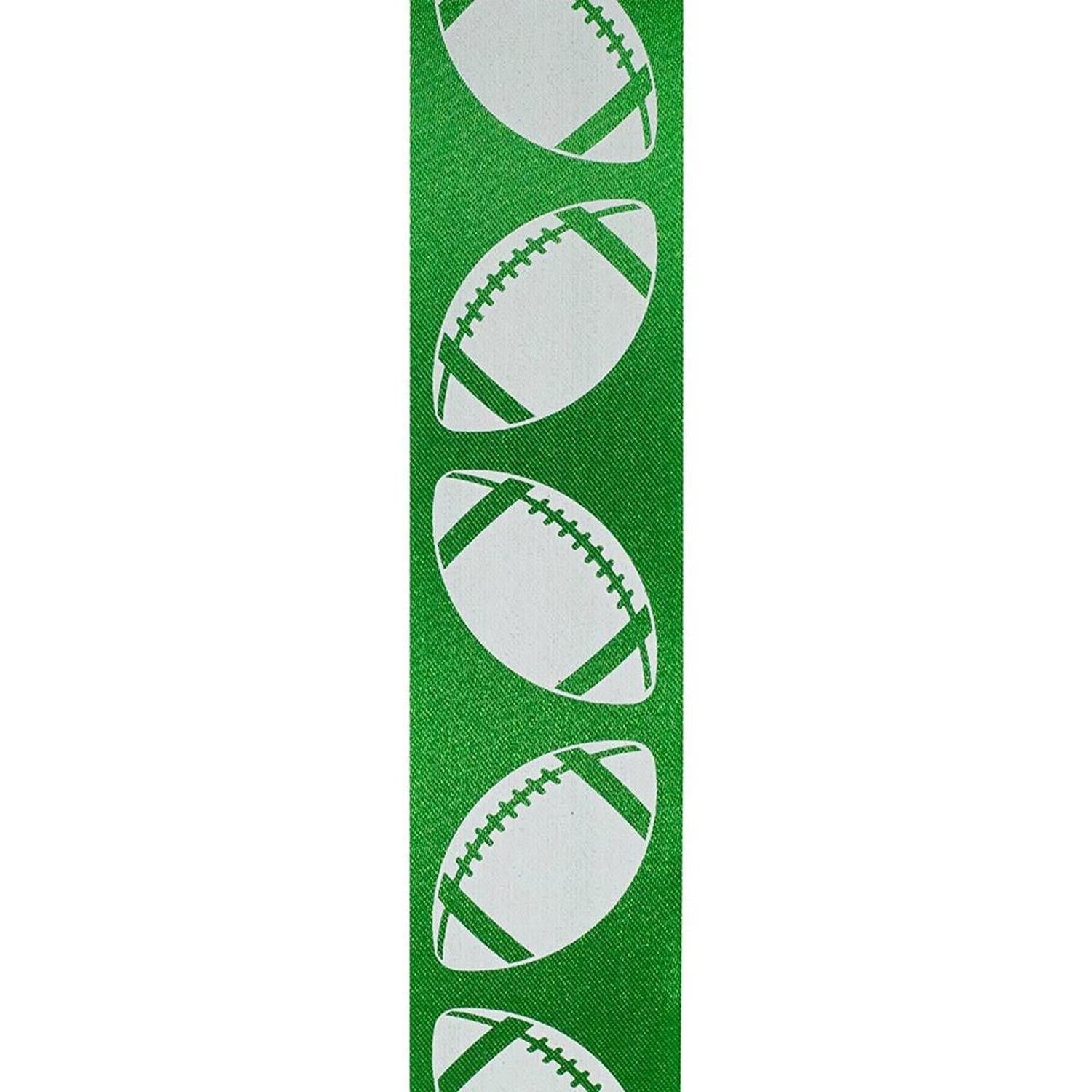 1 3/8 in Homecoming Football Ribbon: Emerald/White (25 Yards)