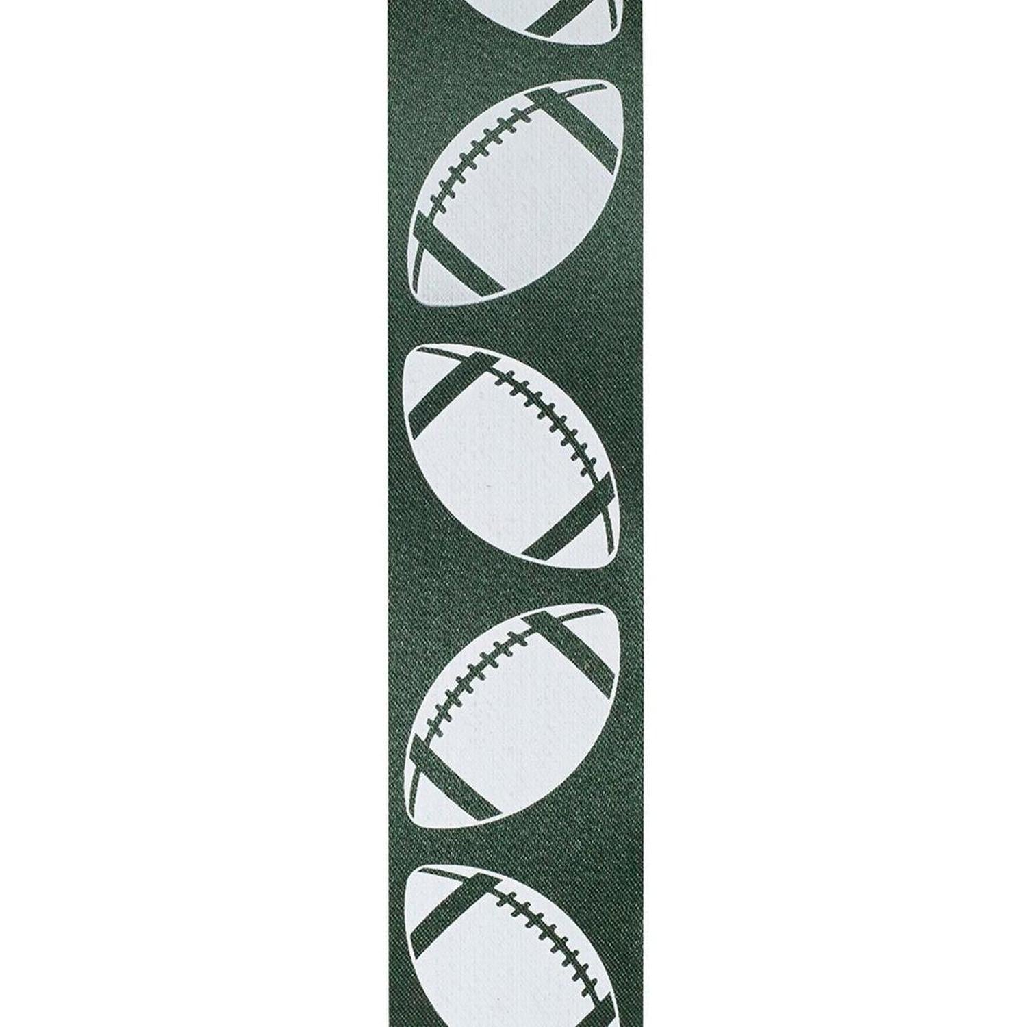 1 3/8 in Homecoming Football Ribbon: Hunter/White (25 Yards)