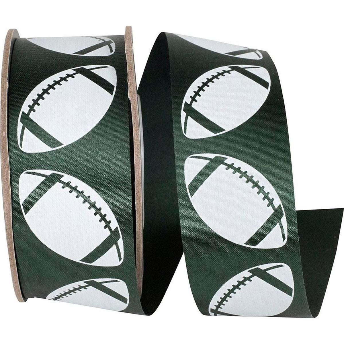 1 3/8 in Homecoming Football Ribbon: Hunter/White (25 Yards)