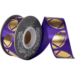 1 3/8 in Homecoming Football Ribbon: Purple/Gold (25 Yards)