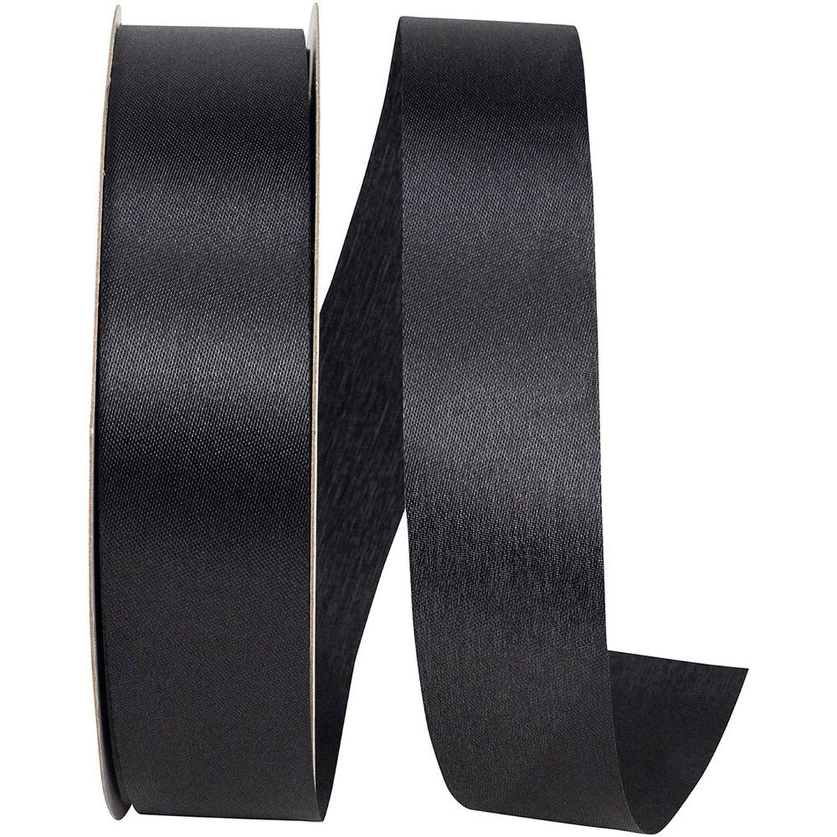 1 3/8in Aqua Satin Non-Wired Ribbon: Black (100 Yards)