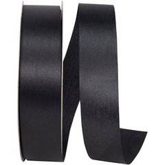 1 3/8in Aqua Satin Non-Wired Ribbon: Black (100 Yards)