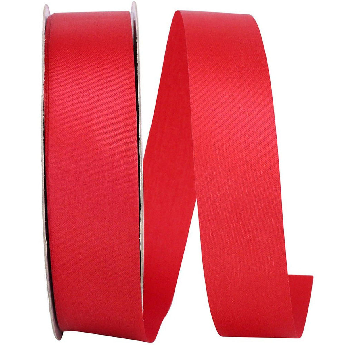 1 3/8in Aqua Satin Non-Wired Ribbon: Red (100 Yards)