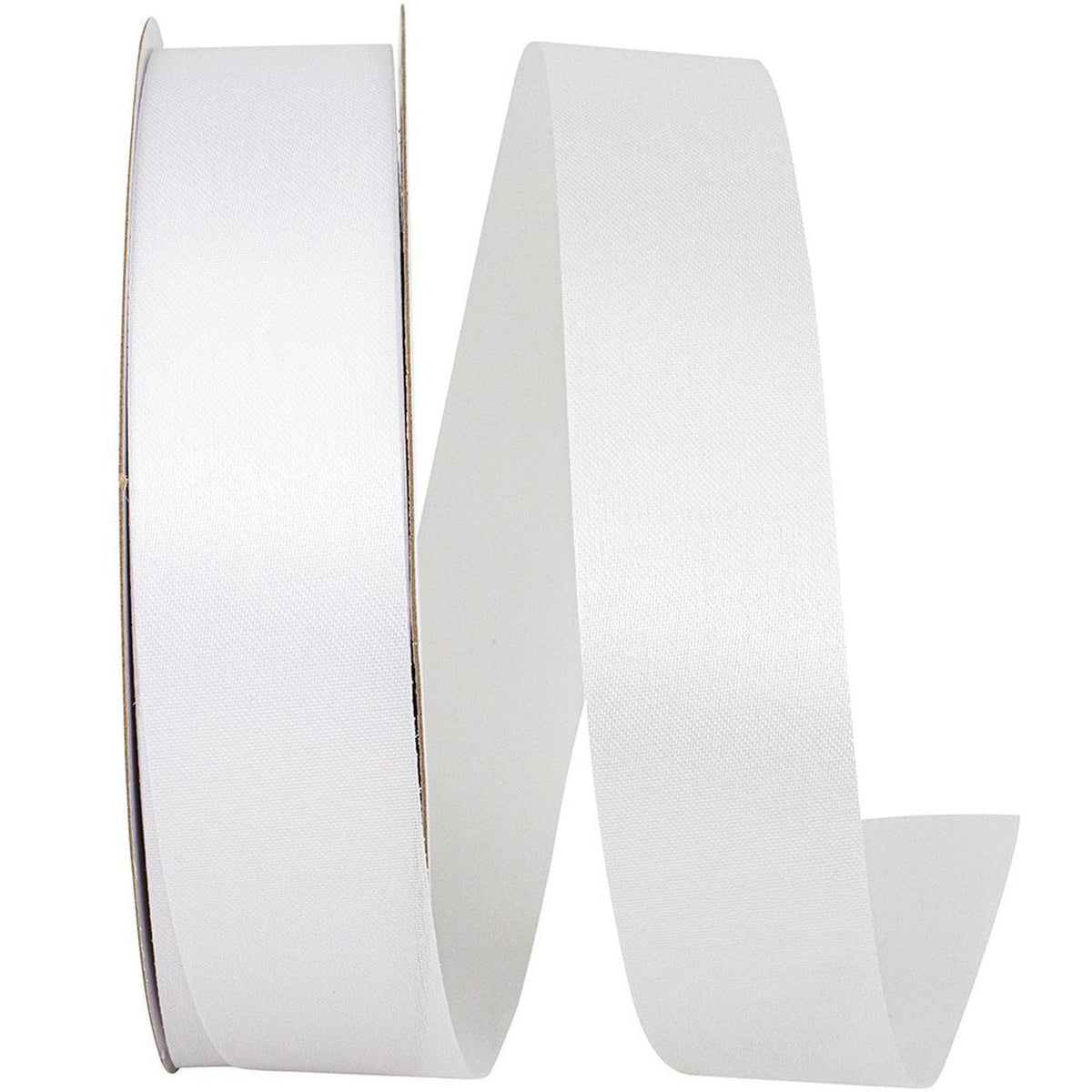 1 3/8in Aqua Satin Non-Wired Ribbon: White (100 Yards)