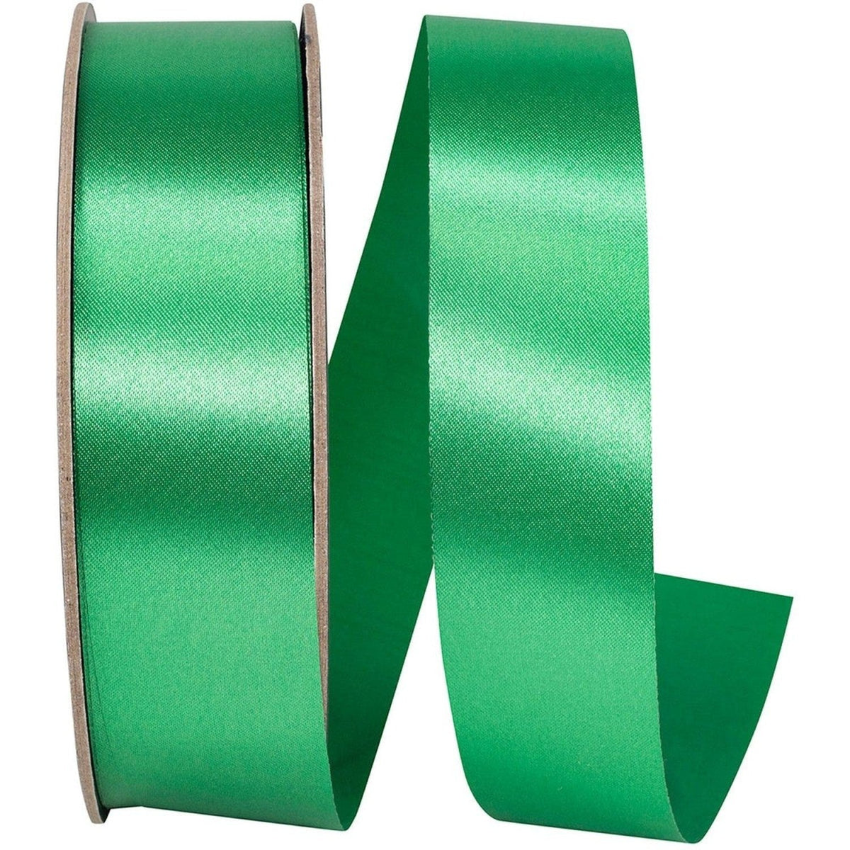 1 3/8in Satin Supreme Non-Wired Ribbon: Kelly Green (100 Yards)