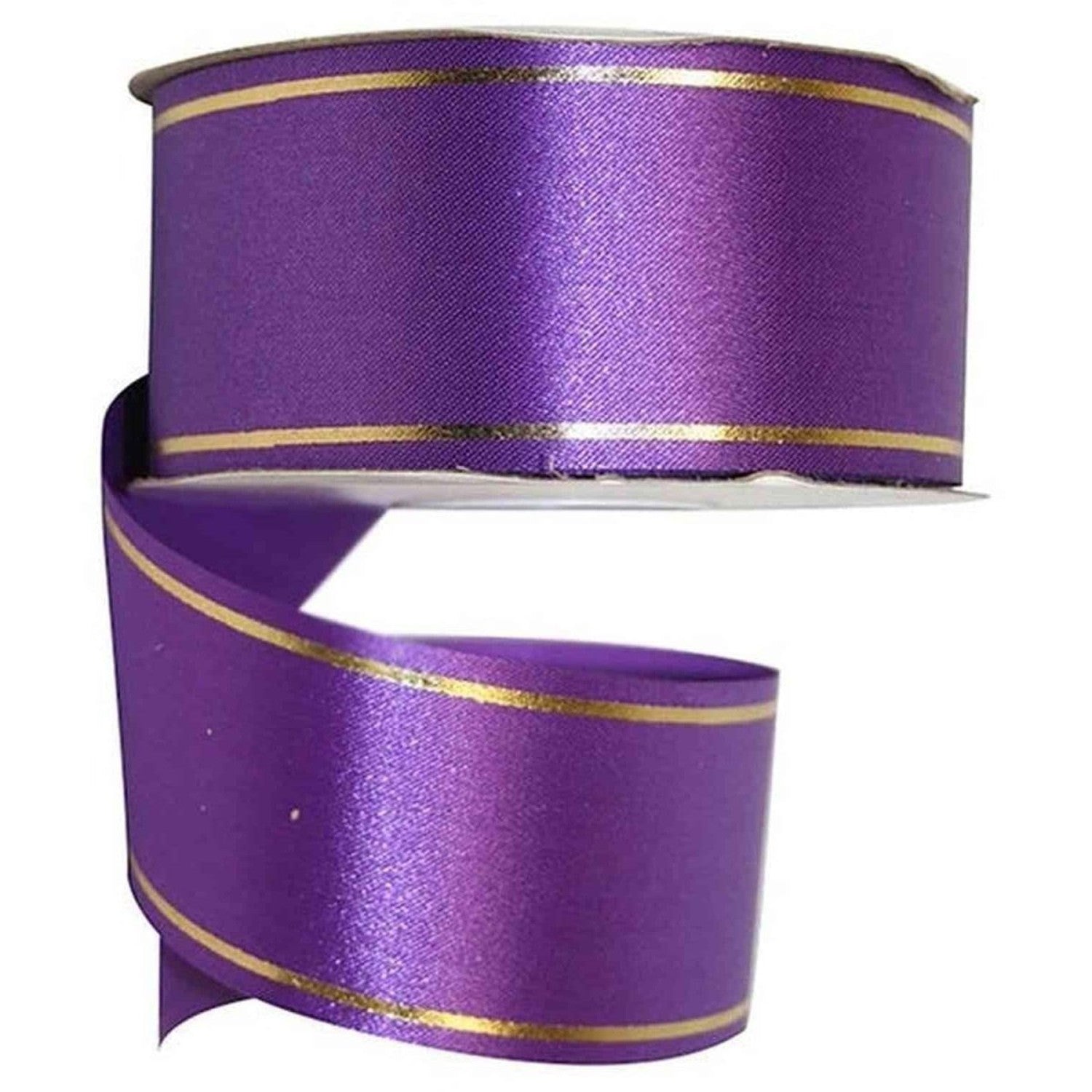 1 7/8in Bi-Striped Non-Wired Ribbon: Purple (50 Yards)