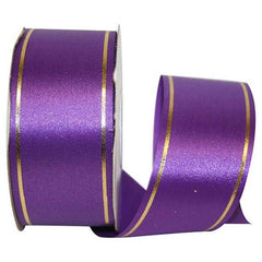 1 7/8in Bi-Striped Non-Wired Ribbon: Purple (50 Yards)