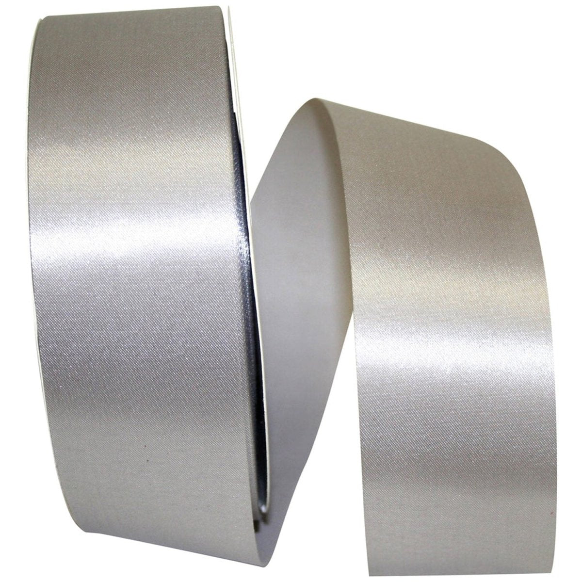 1 7/8in Satin Supreme Ribbon Non Wired: Silver (100 Yards)