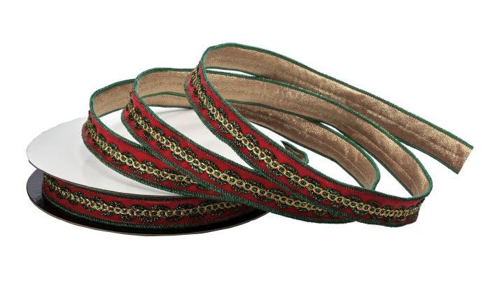 1 inch Velvet with Metallic Trim Ribbon (10 Yards)
