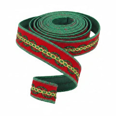 1 inch Velvet with Metallic Trim Ribbon (10 Yards)