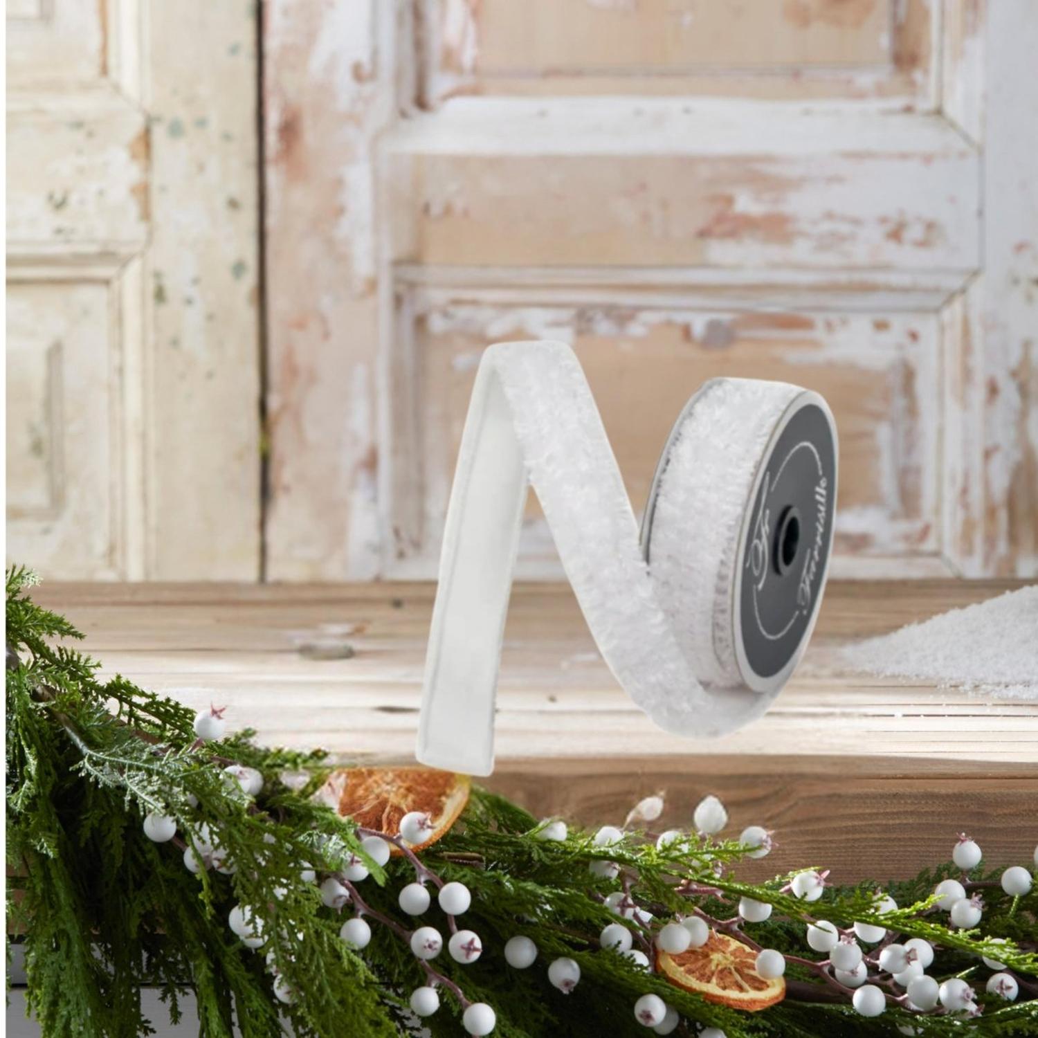 1" Plush Chenille Ribbon: White (10 Yards)