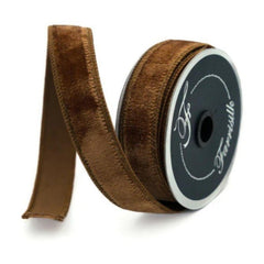 1" Velvet Ribbon: Pecan (10 Yards)
