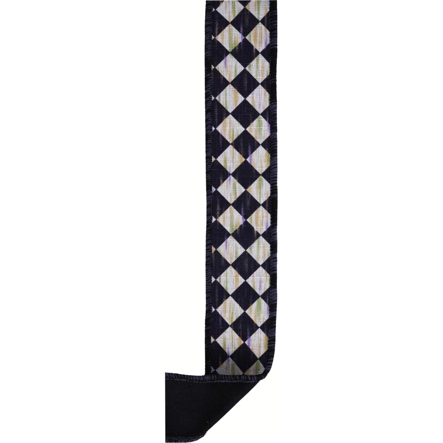 1.5" Antique Diamond Fused Ribbon: Black (10 Yards)