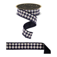 1.5" Antique Diamond Fused Ribbon: Black (10 Yards)