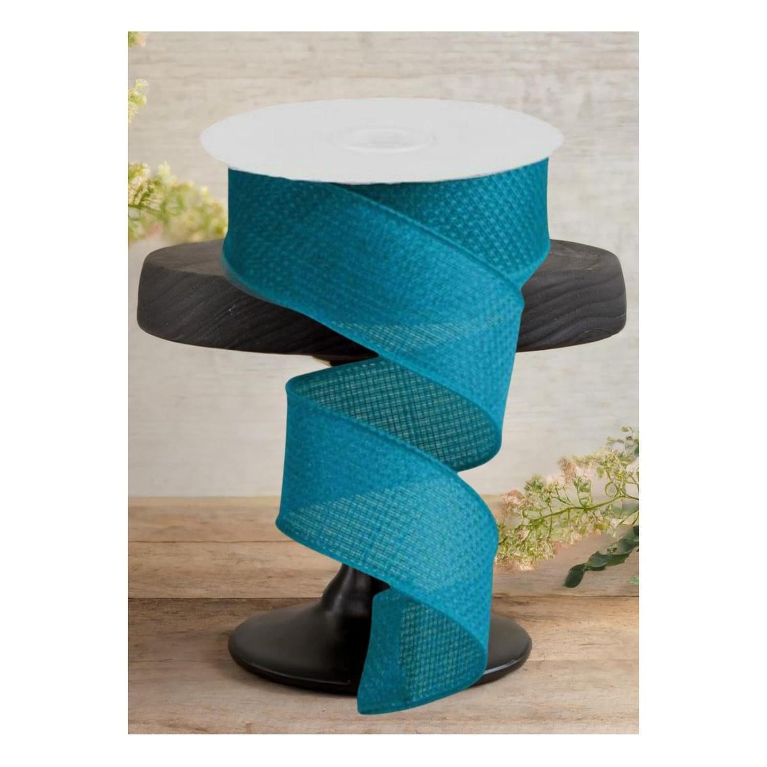 1.5" Burlap Turquoise Ribbon (10 Yards)