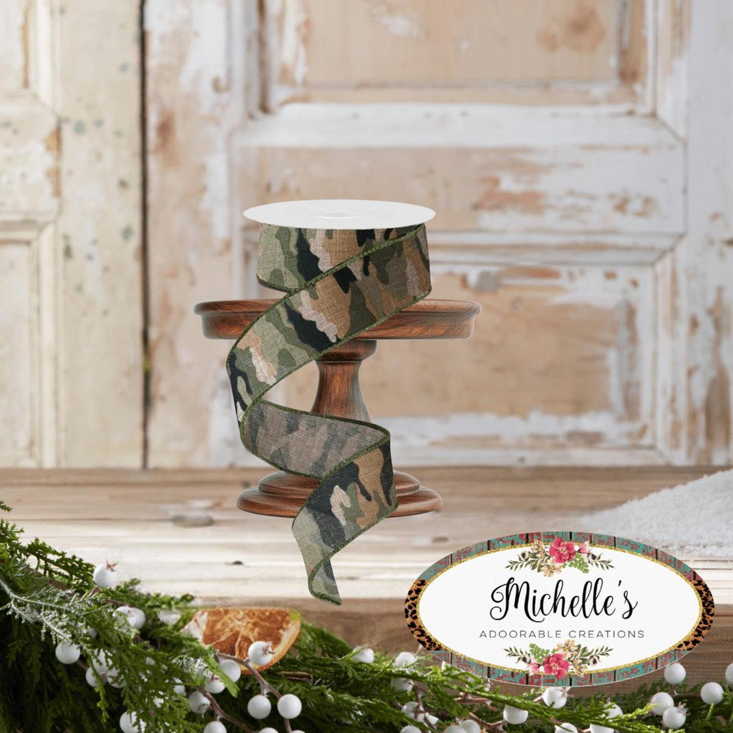 1.5" Camouflage on Royal Ribbon: Camo (10 Yards)