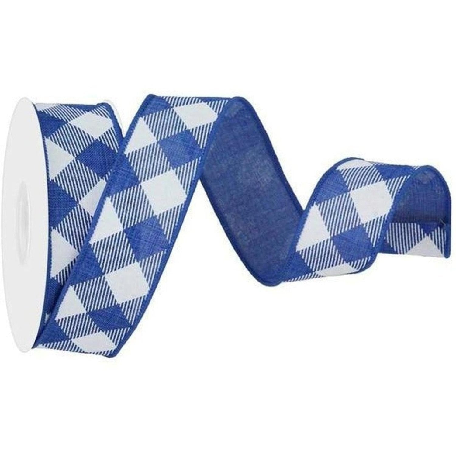 1.5" Diagonal Check On Royal Ribbon: Royal Blue (10 Yards)