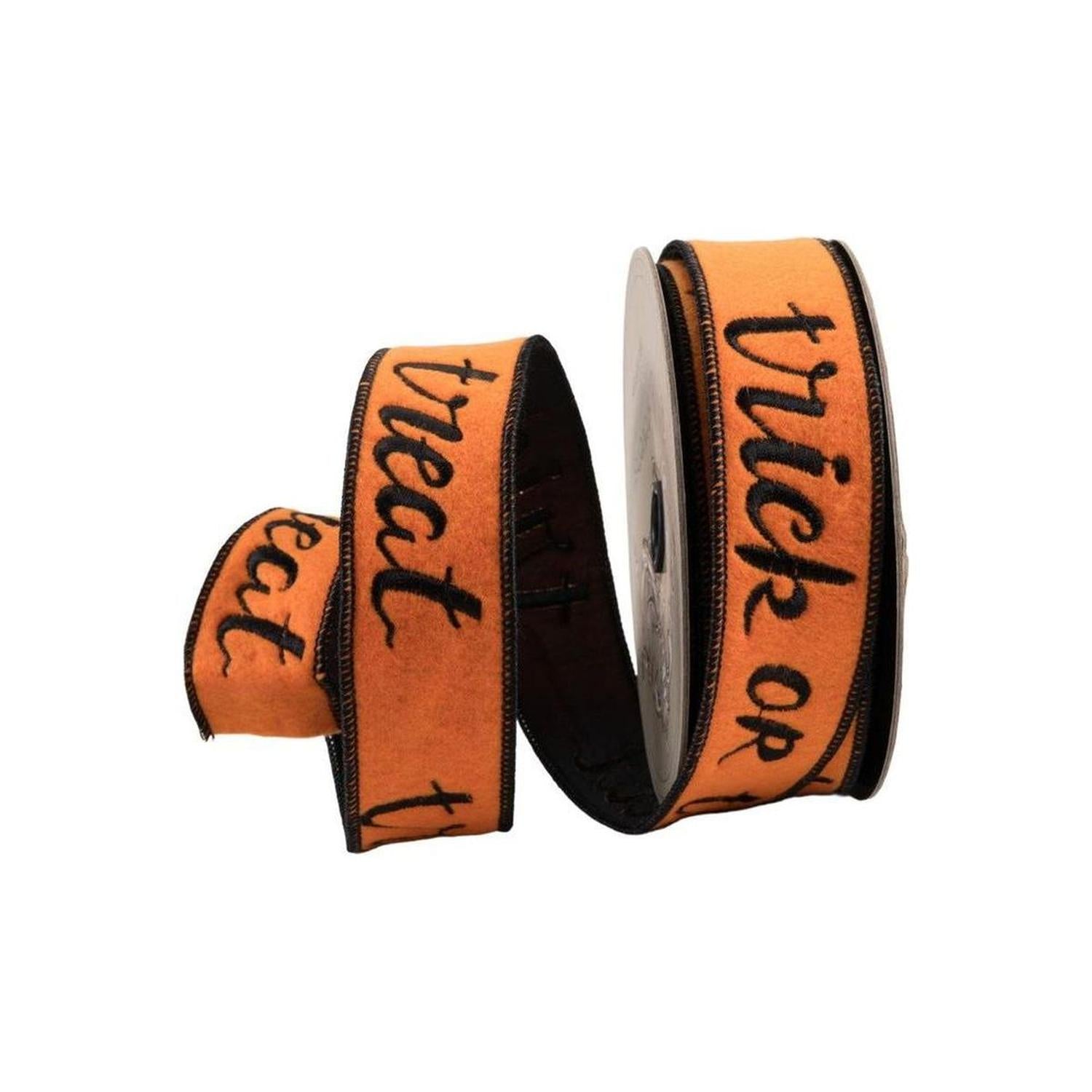 1.5" Felt Trick or Treat Ribbon: Orange (5 Yards)