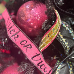 1.5" Felt Trick or Treat Ribbon: Pink (5 Yards)