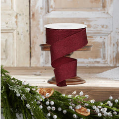 1.5" Fine Glitter On Royal Ribbon: Burgundy (10 Yards)