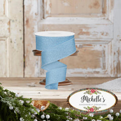 1.5" Fine Glitter On Royal Ribbon: Pale Blue (10 Yards)